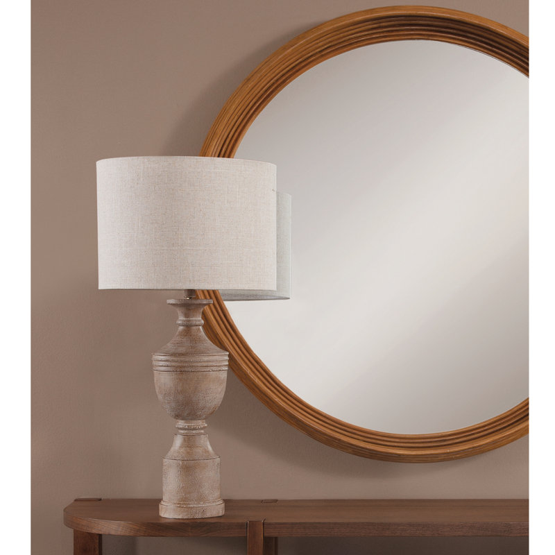 Lampe de table Banff French Country avec abat-jour tambour en lin, traditionnel