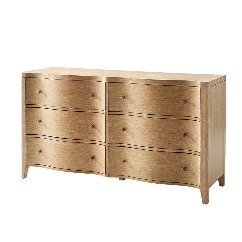 Commode incurvée à 6 tiroirs Elfine Sabise, Walnut