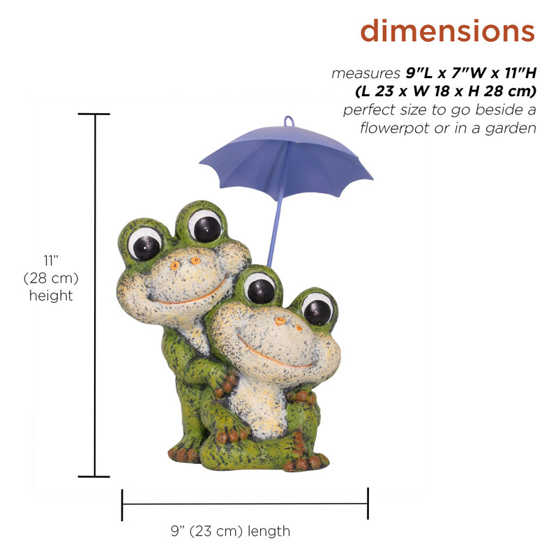Statue de grenouille H 11 "avec parasol mauve pour jardin, patio et pelouse