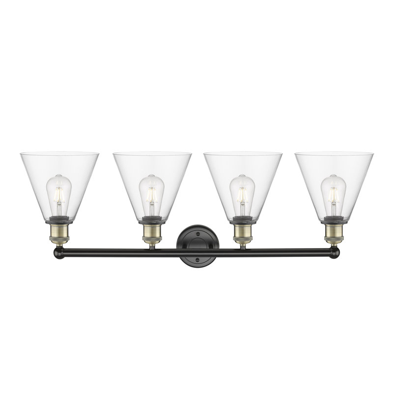 Mallery 4 - Light Dimmable Vanity Light, Clear, Black Antique Brass