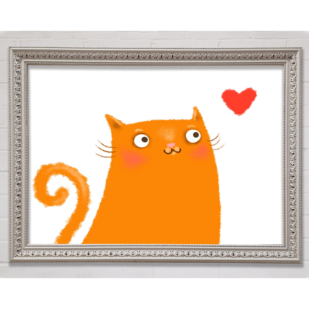 The Love Heart Orange Cat - Einzelne Bilderrahmen Kunstdrucke