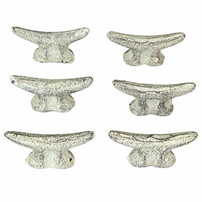 Armoire à crampons et tiroirs pour bateau en fonte blanc côtier antique, ensemble de 6 - l 2,5 po x P 1,25 po x H 0,5 po