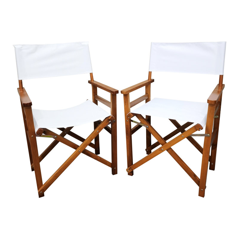 2 pièces de chaises pliantes en bois avec siège en toile - couleur blanche. Et durable, 100% bois de peuplier. Toile respirante facile à nettoyer. Capacité de charge élevée pour différents utilisateurs. Manipulation pliable