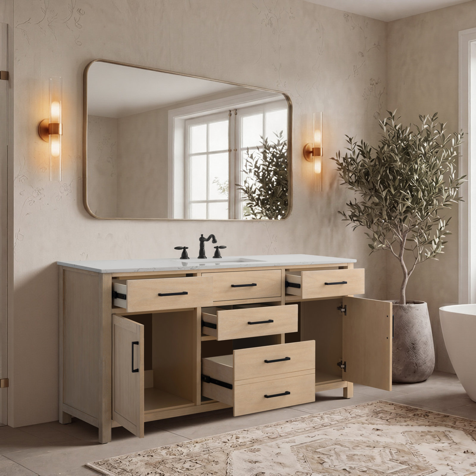 Shamar 60" Single Bathroom Vanity, Mango Natural