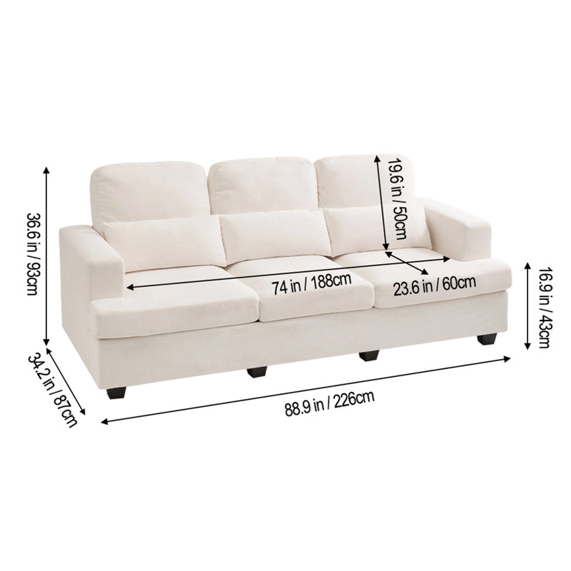 3 Seater Chenille Sofa