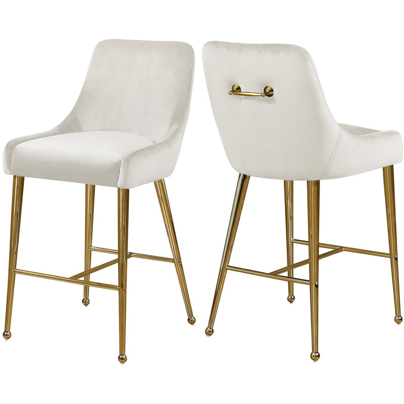 Owen 28" Counter Stools, Cream Velvet, 28"