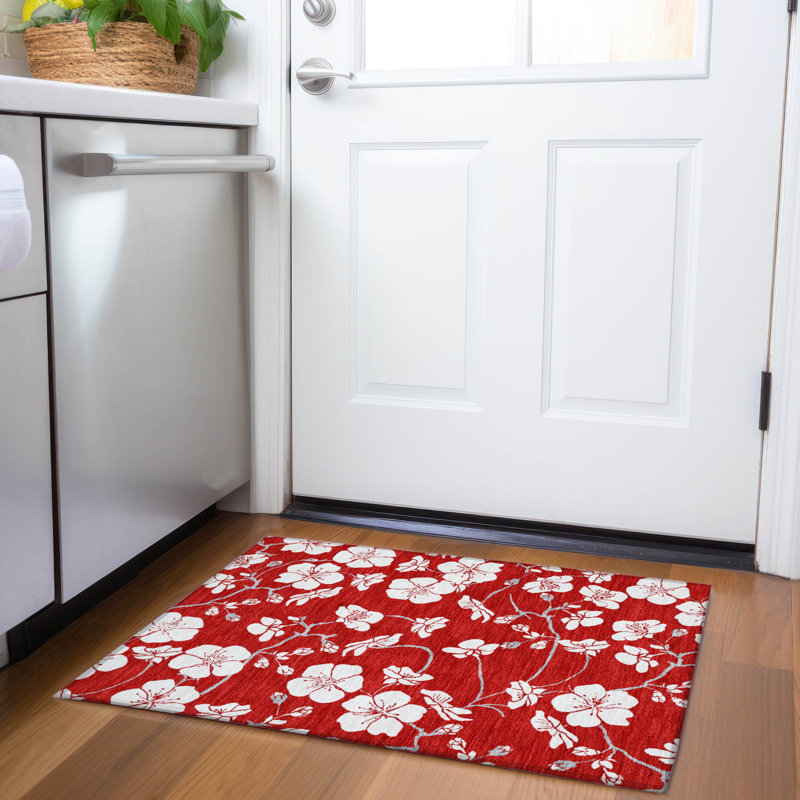 Premium Machine Washable Birchview AMF1032 Floral Rug, Rectangle 1'8" x 2'6"