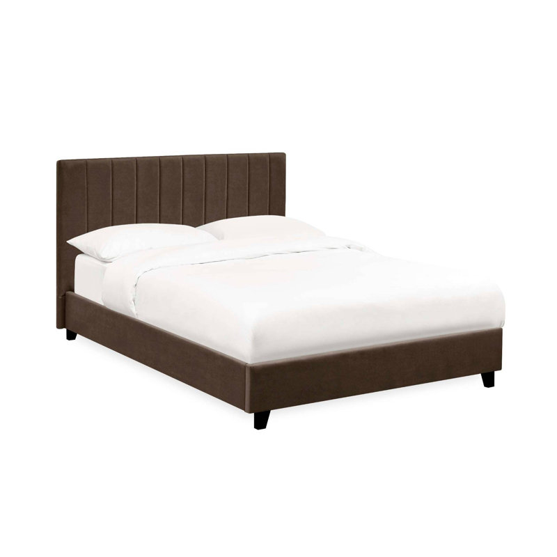 Osias Linen Upholstered Bed Frame, Small Double (4'), Brown