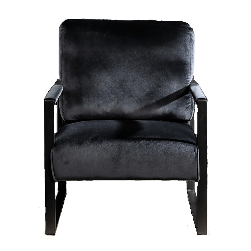 Mobilier de salon Mid-Century moderne, fauteuil en velours, structure en métal, noir pour chaise de chambre à coucher, maison