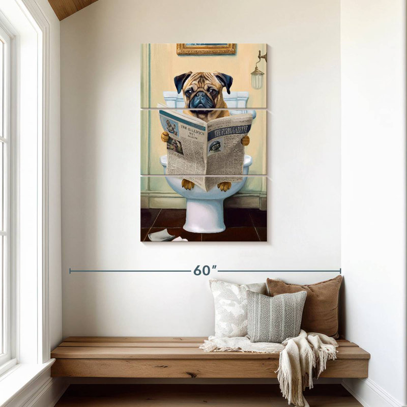 Ketti Pug On A Toilet, 45" H x 28" W