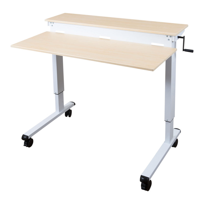 Selinger Adjustable Metal Base Standing Desk, 33.5" H x 47" W x 28.5" D, Birch/White