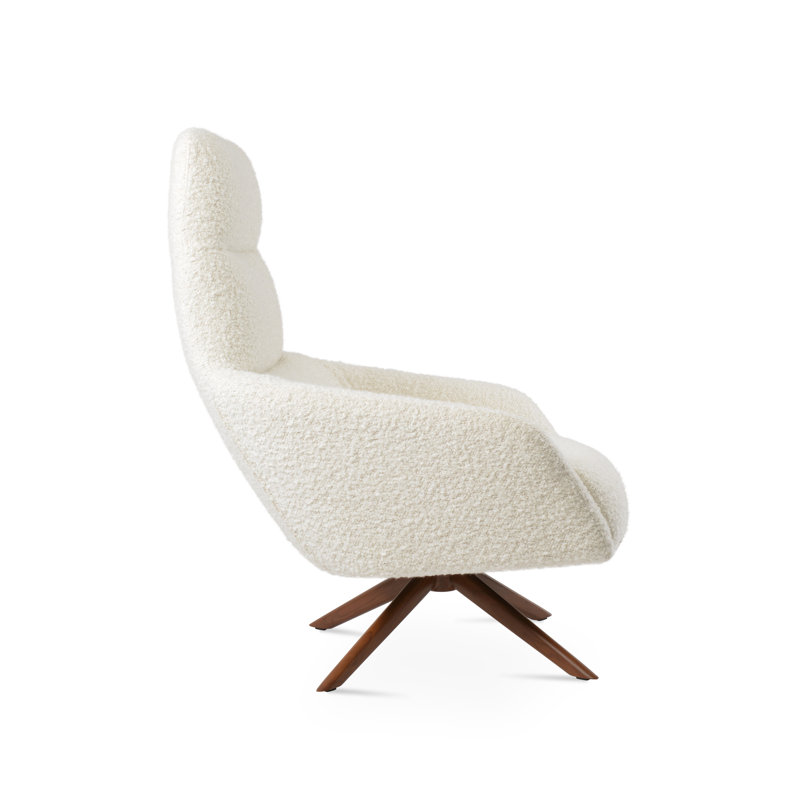 Fauteuil Sword, Laine blanc cassé, Noyer