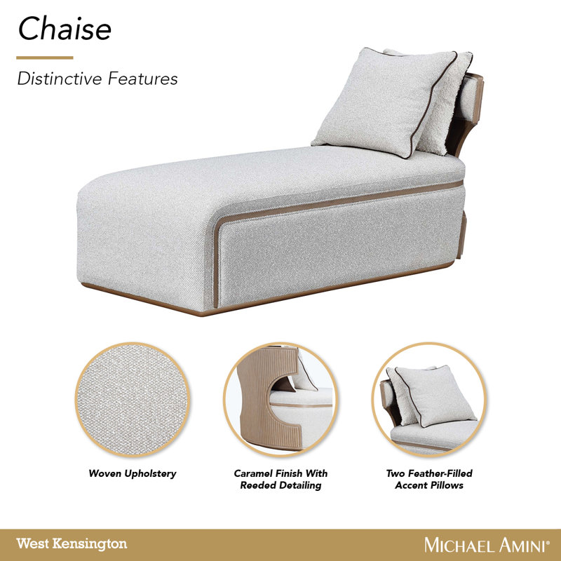 West Kensington Chaise - Buff/Seal Salt Caramel, Medium Yellow Wood