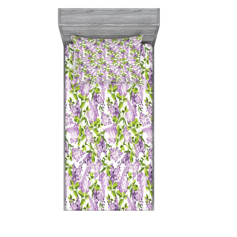 Ensemble de draps Spring Tree, Ensemble de draps pour lit simple avec 1 taie d'or
