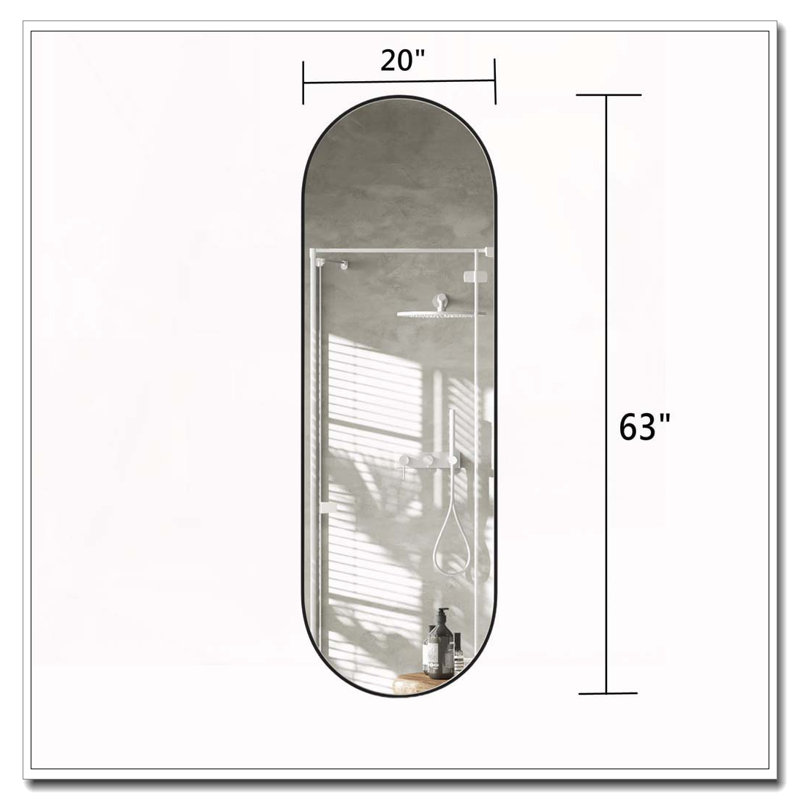 63" x 20" Oval Full-Length Mirror, Black