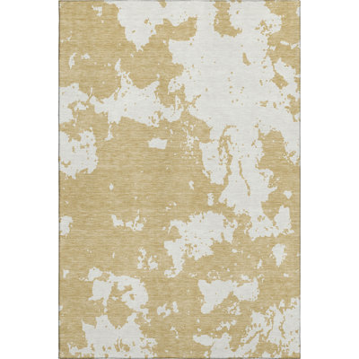 Premium Machine Washable Prisco Gold Rug