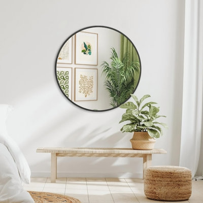 Grand miroir de salle de bain 32 pouces avec cadre en métal antirouille et film incassable pour un décor moderne