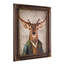 Deer in Suit Portrait Bronze Ornate Framed Wall Art, Vintage Gentlemen's Bar Theme Decor - 17" x 13.75"