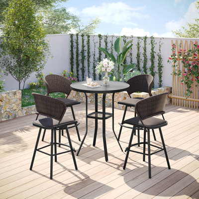 Swivel Outdoor Bistro Set with Umbrella Hole
