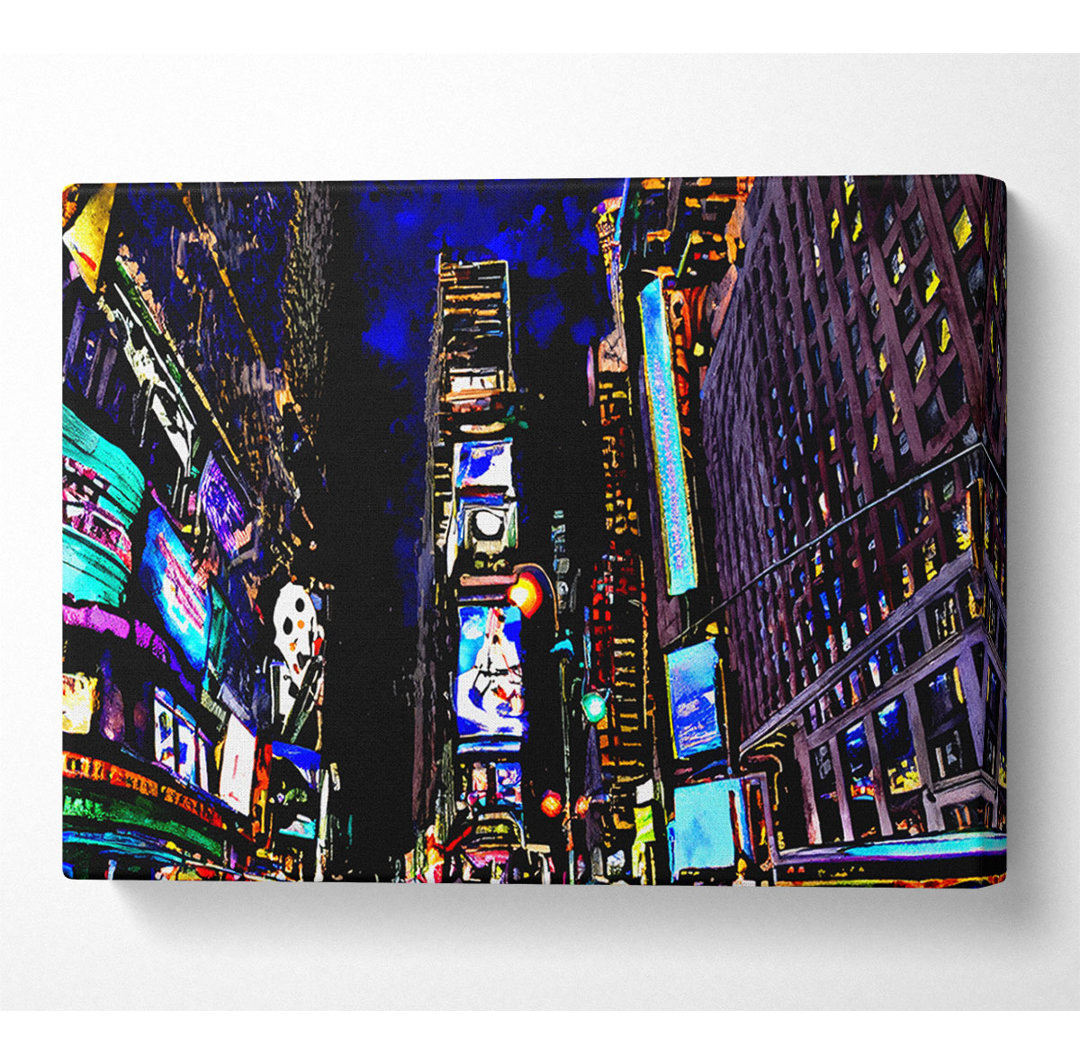 New York Times Square Blauer Himmel bei Nacht - Druck