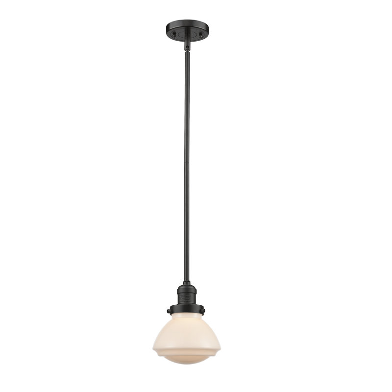 Luminaire suspendu simple à 1 lumière Chesterville, Blanc mat, Ampoule DEL 6 watts Vinage, Bronze huilé
