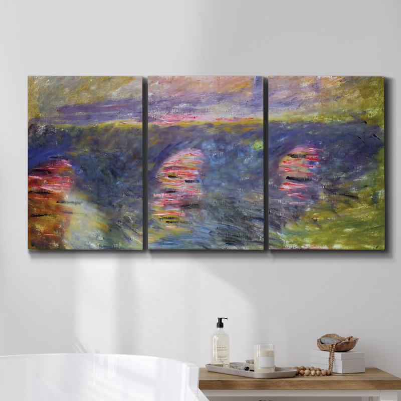 Peupliers dans la lumière du soleil par Monet - Toile encadrée à pièces multiples, H 48 po x l 96 po x P 2 po