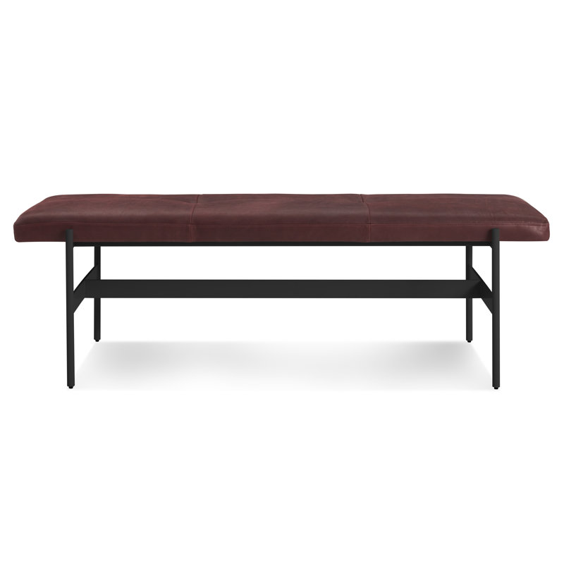 Daybench Leather Dining Bench, Ink Genuine Leather, Oblivion, 17" H x 55" W x 14" D