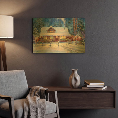  «Winter's Oasis» par Chuck Pinson, art mural en métal doré, 24 po x 16 po