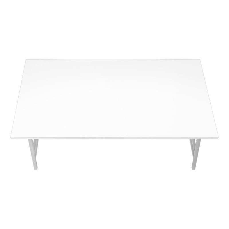 Coffee Table, Accent, Cocktail, Rectangular, Living Room, 40"L, White Laminate, Metal, Contemporary, Modern, White