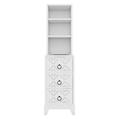 Nightstand Tall Side Table With  Drawers And Open Shelves by Red Barrel Studio