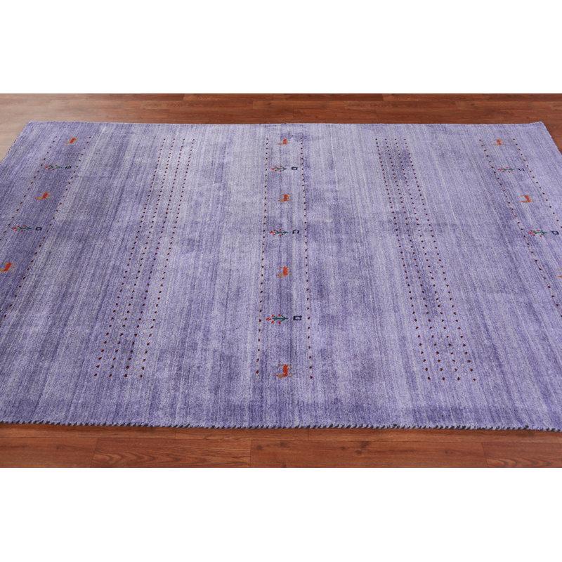 Violet Wool Gabbeh Oriental Area Rug 5x8