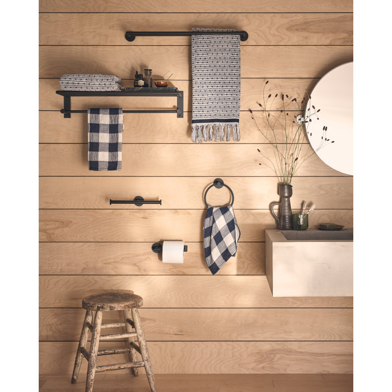 Porte-papier hygiénique mural Arlys, Noir mat