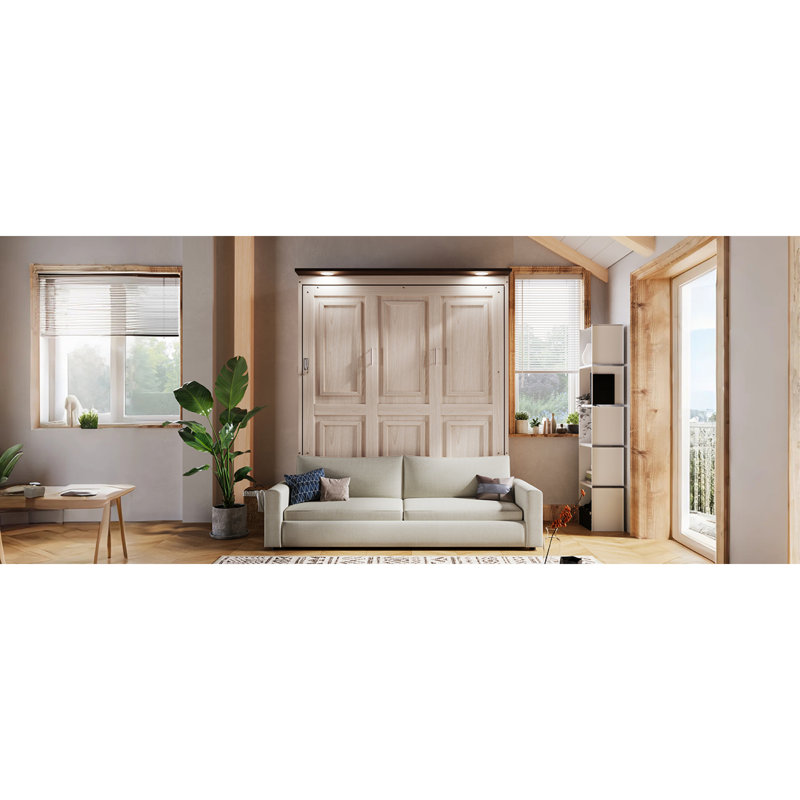 Lits escamotables peu encombrants, grand canapé en bois aggloméré à DEL, maison compacte moderne