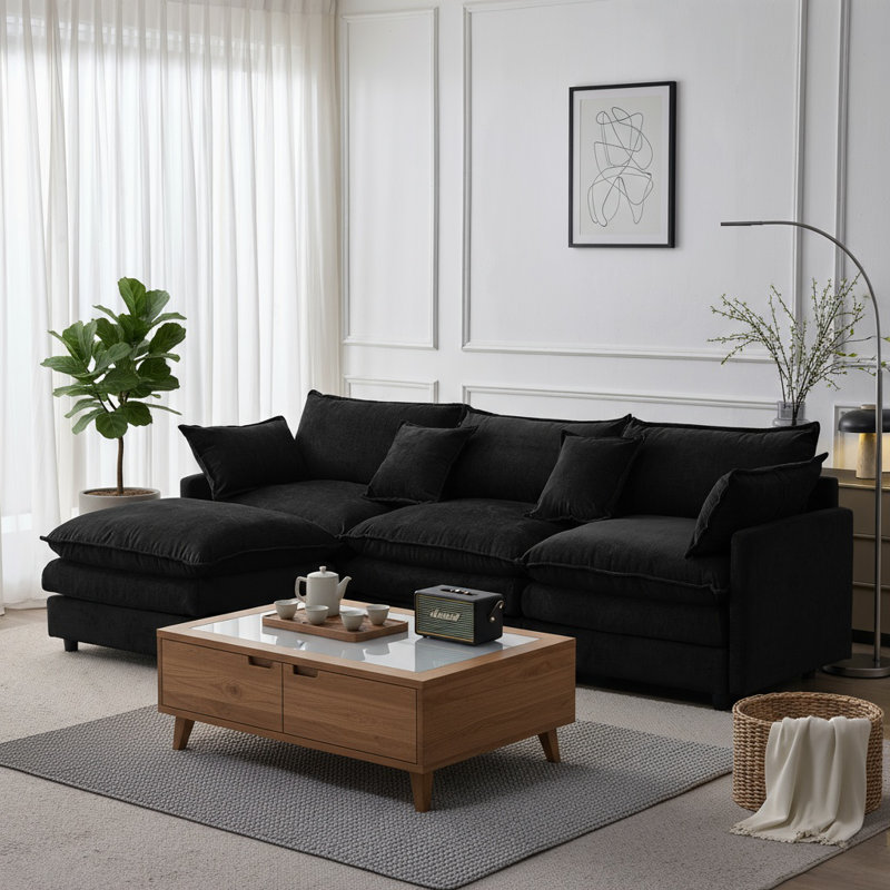 Canapé modulaire de 105 po, Noir
