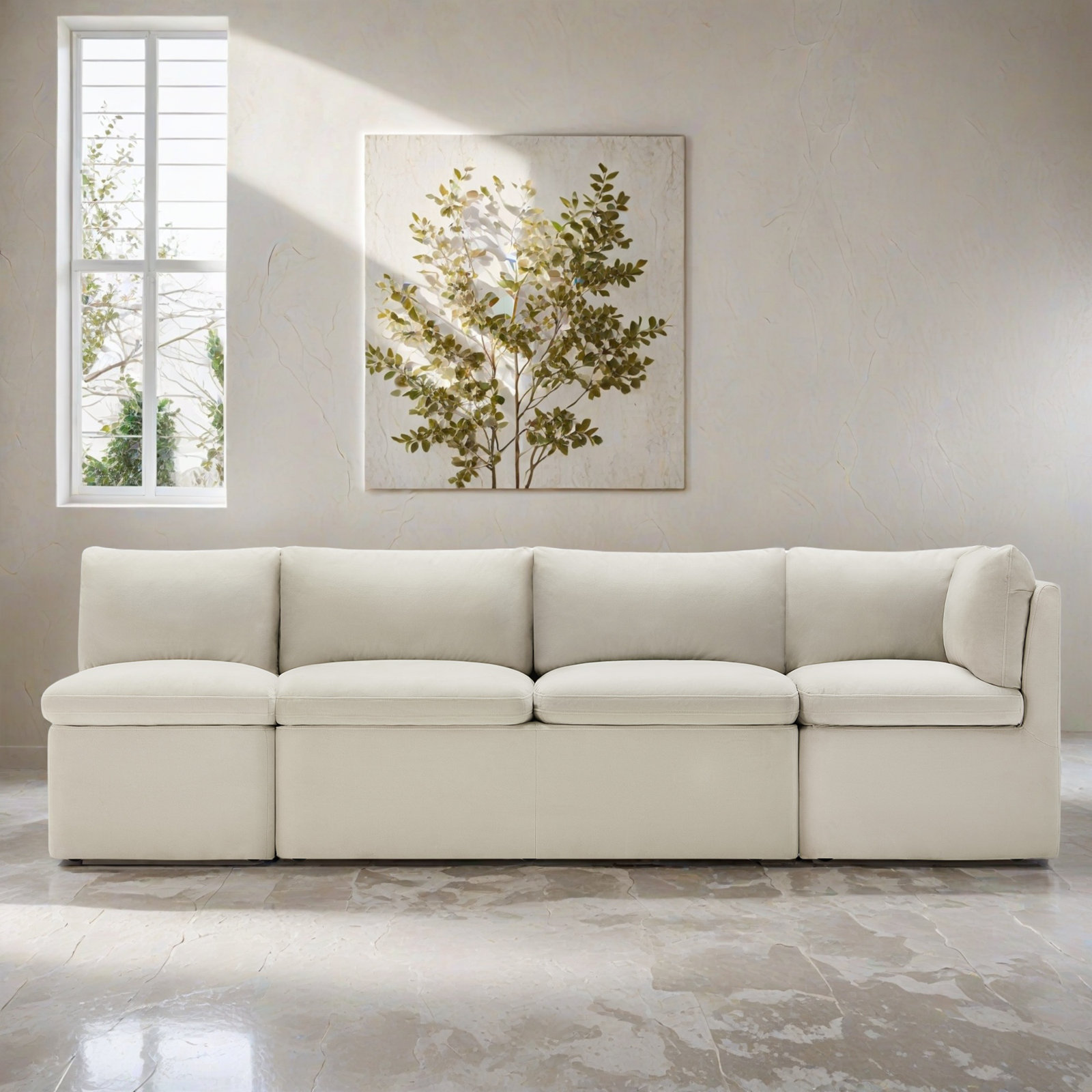 Alayaa 55" Dining Bench, Bella Beach Performance Velvet