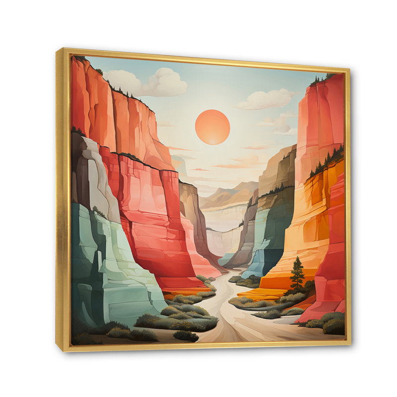 Canyon majestueux Palette III, H 30 po x l 30 po x P 1 po, Cadre flottant doré