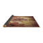 Tapis floral en laine brun-389577988
