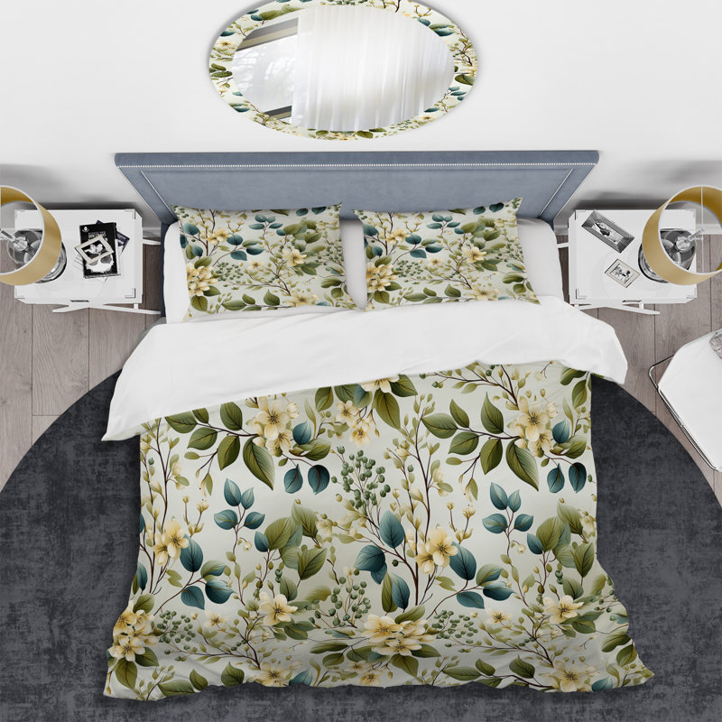 Tranquil Vines II - Ensemble de housse de couette Plants, Housse de couette pour grand lit et 2 taies décor