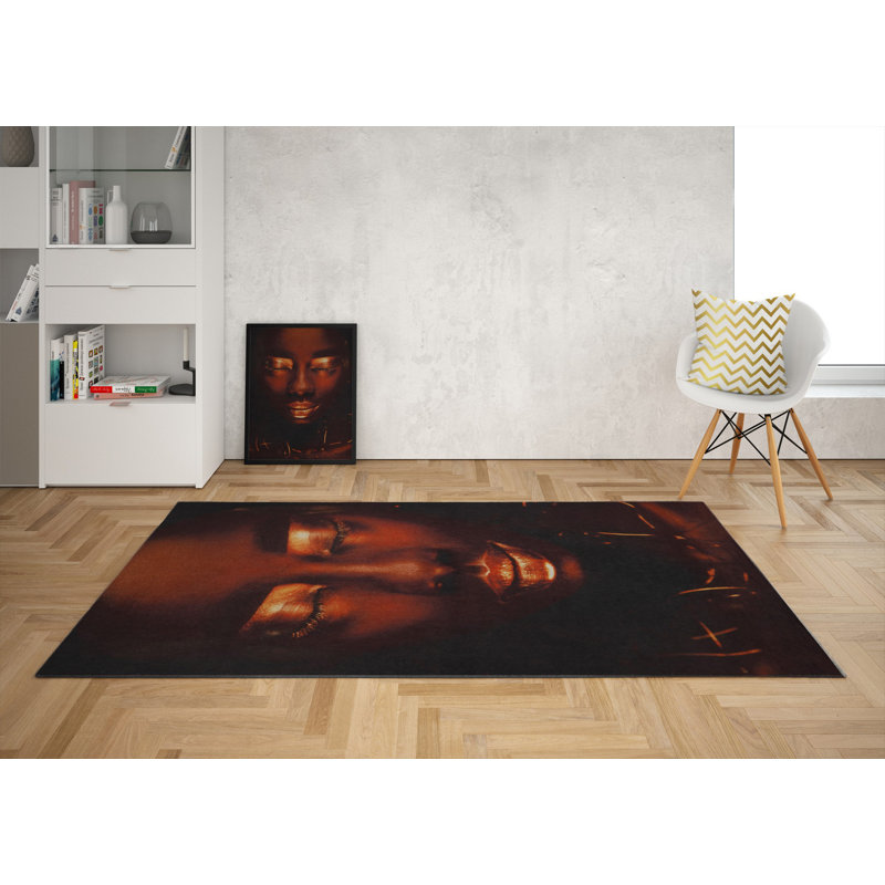 Premium Woven Carpet, 5.2 x 7.5 ft, 100% Polyester, Antibacterial, Non-Slip Underside, 0.3 in Pile Height | Machine Washable, 3D Digital Print | Perfect for Living Room, Bedroom & Office Décor