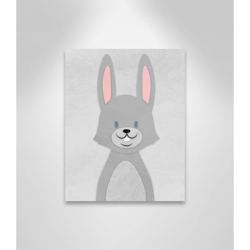 Art de lapin joyeux, H 14 po x l 11 po x P 1,5 po, Canevas