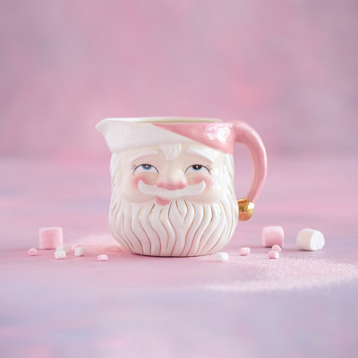 Pichet Papa Noel rose, céramique, 9,75 po