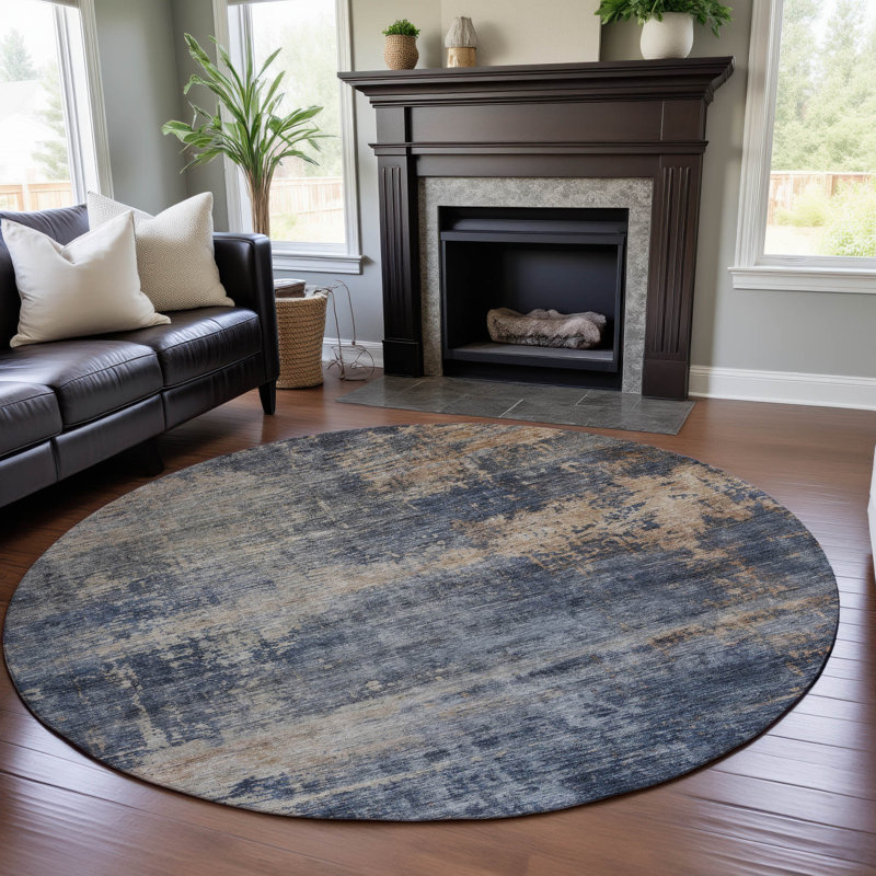 Premium Machine Washable Jerez AMF1217 Abstract Rug, Rond 8 pi
