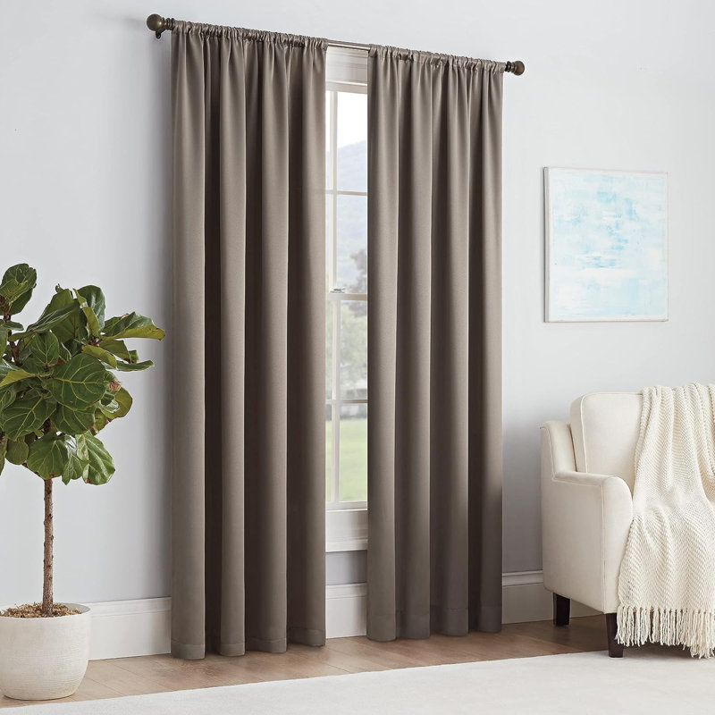 Rideau obscurcissant avec passe-tringle Eclipse Thermapanel, L 54 po x L 63 po, Champignon