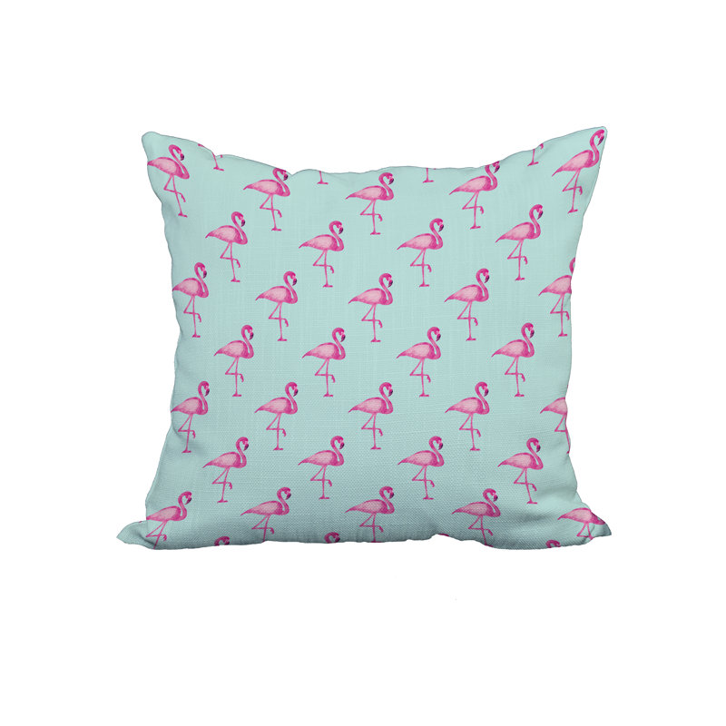 Housse et insert de coussin carré Flamingo, H 18 po x l 18 po x P 3 po, Aigue-marine