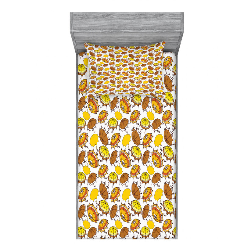 Umbrella Microfiber Sheet Set, Twin Sheet Set with Fitted Sheet