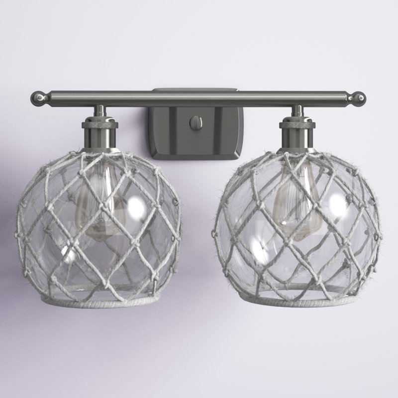 Éclairage pour salle de bain à intensité variable 2 lumières Arriola, Transparent/blanc, Nickel satiné brossé