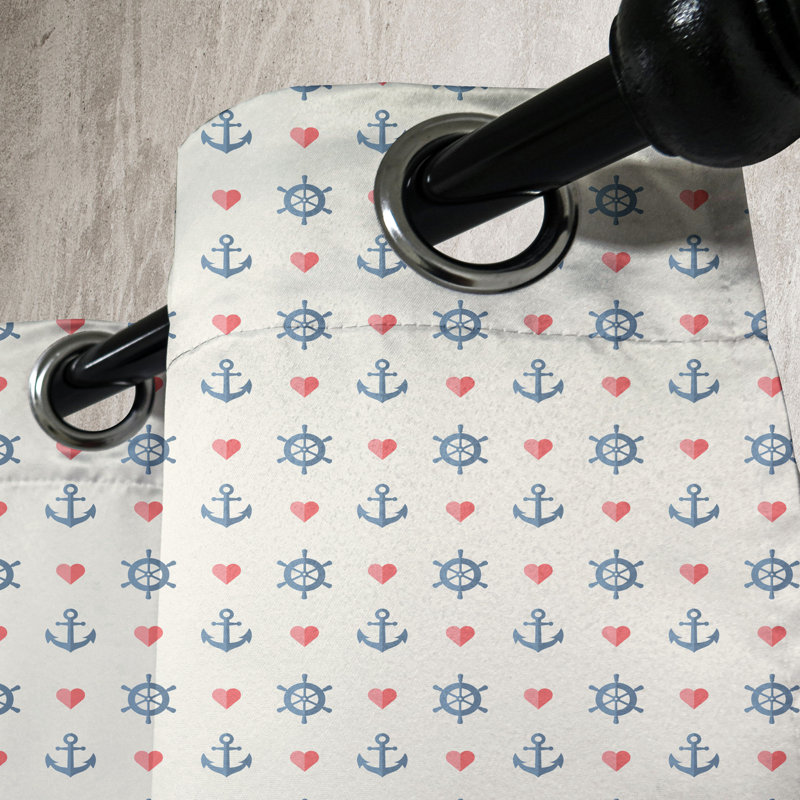 Nautical Print Light Filtering Grommet Curtain Panels, 50" x 63", Set of 2