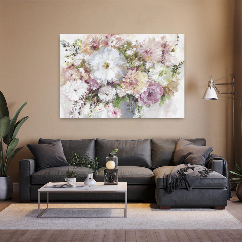 Bouqet Delicate Elegant Romantic Flower Art, 40" H x 60" W