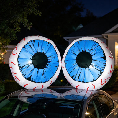 Yeux gonflables d'Halloween de 90 cm (3 pieds) - Décorations extérieures avec DEL intégrées, à gonfler pour le jardin, la pelouse et la cour