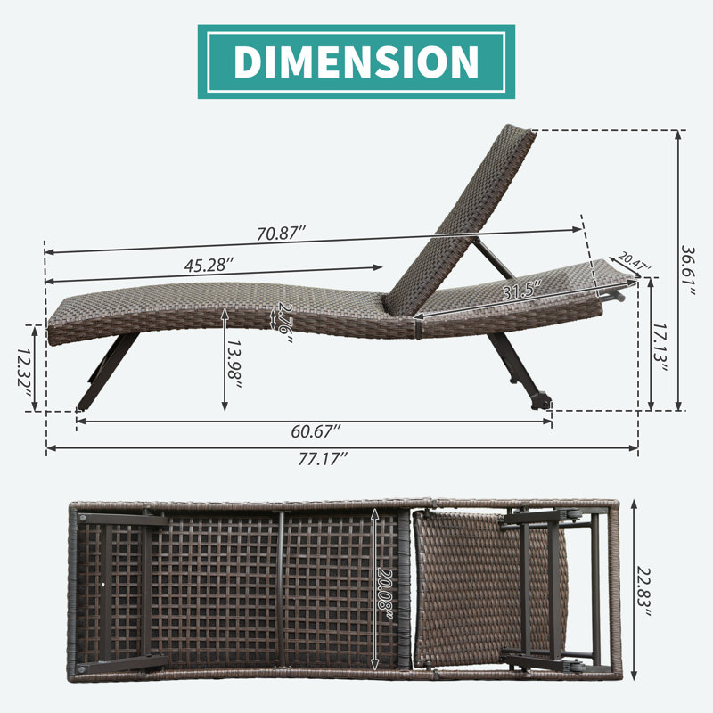 2-Piece Aluminum Wicker Outdoor Chaise Lounge